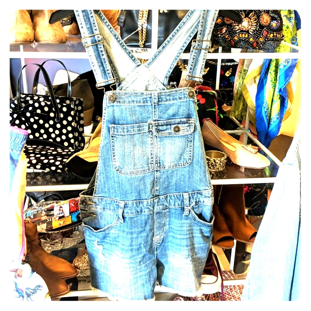 Mossimo denim coveralls shorts sz S